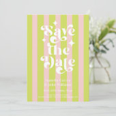 Faire-part Pink Green Retro Typography Wedding Save The Date (Debout devant)