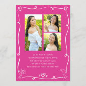 Faire-part Pink Hand Drawn Doodles Graduate 4 Photo White Fun (Dos)