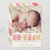 Faire-part Pink HELLO Typographie Baby Girl Design de naissan (Devant / Derrière)