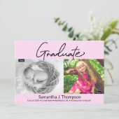 Faire-part Pink Kindergarten Graduate Once and Now Grad Photo (Debout devant)