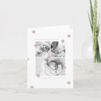 Faire-part Pink Modern Baby Photo Collage Birth Announcement