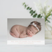 Faire-part Pink Nous Sommes Heureux Photo Collage Bébé Fille  (Debout devant)