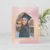 Faire-part Pink Orange dégradé esthétique, photos graduation (Debout devant)