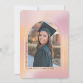 Faire-part Pink Orange dégradé esthétique, photos graduation (Devant)