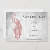 Faire-part Pink Peacock Enregistrer La Date Annonce (Devant)