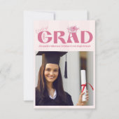 Faire-part Pink Photo Coquette Bow Graduation Party (Devant)