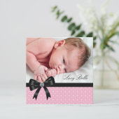 Faire-part Pink Polka Dot Baby Girl Photo Naissance (Debout devant)