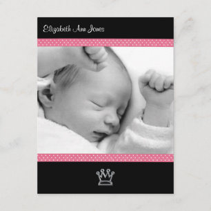 Faire-part Pink Polka Dot sur Black Baby Girl Annonces