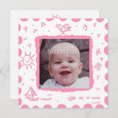 Faire-part Pink Songbird (Devant / Derrière)