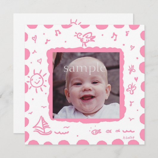 Faire-part Pink Songbird (Devant / Derrière)