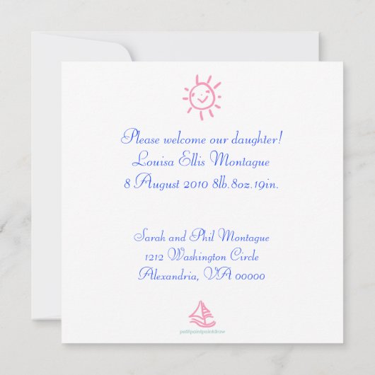 Faire-part Pink Songbird (Dos)