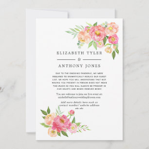Faire-part Pink Spring Wedding Floral Liste d'invités réduits