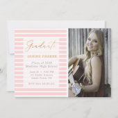 Faire-part Pink Stripe Ajouter Votre Propre Diplôme Photo (Devant)