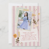 Faire-part Pink Stripes Scrapbook Style Graduation Photo (Devant)