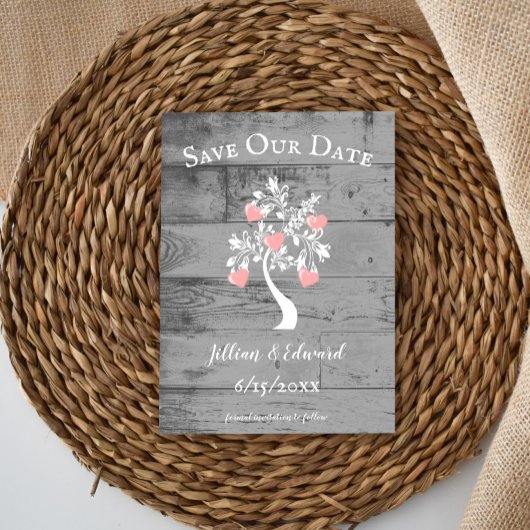 Faire-part Pink Tree of Hearts Enregistrer la date annonce