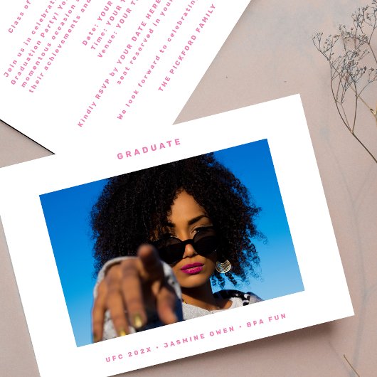 Faire-part Pink White Funky Photo College