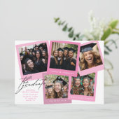 Faire-part Pink White High School COLLAGE Photo Graduation (Debout devant)