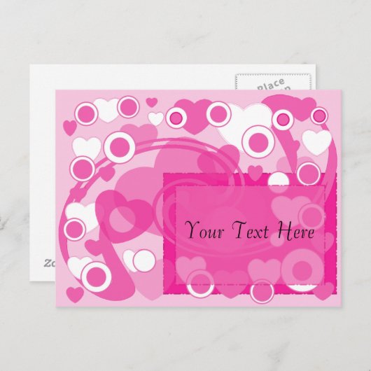 Faire-part pinks cercles cœurs (Devant / Derrière)