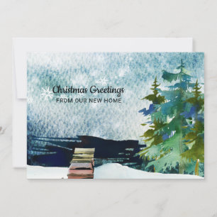 Faire-part Pins de Lakefront Trees Snowy Sky Nouvelle adresse