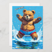 Faire-part Piscine Vintage d'été Wild Bear (Devant / Derrière)