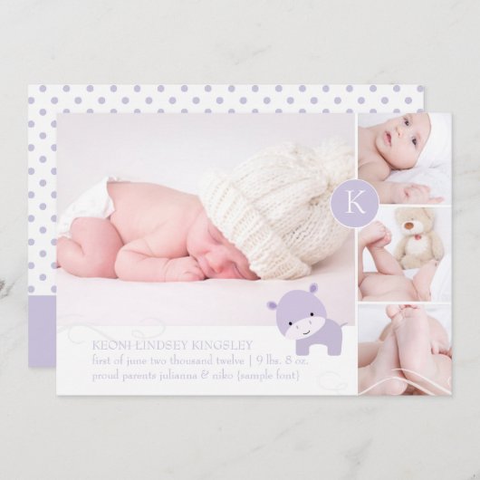 Faire-part PixDezines couleur hippo rose/do-it-yourself accen (Devant / Derrière)