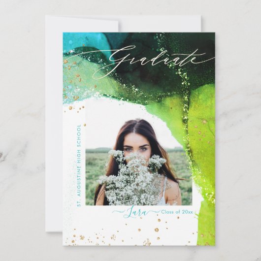 Faire-part PixDezines Graduation Encre d'alcool moderne Abstr (Devant)