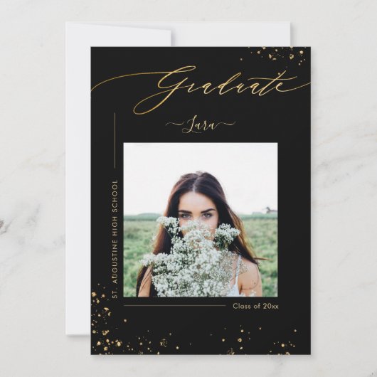 Faire-part PixDezines Graduation Minimaliste Luxe Script (Devant)