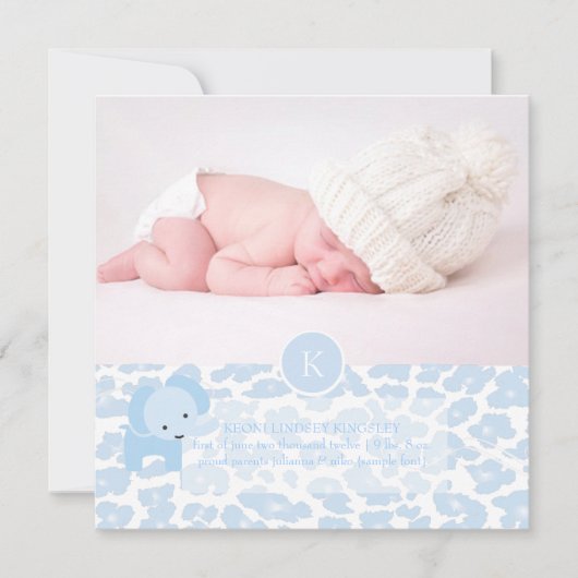 Faire-part PixDezines leopard bleu+éléphant (Devant)