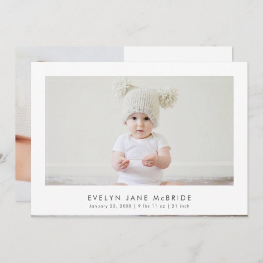 Faire-part PixDezines Minimaliste Simple 5x7 (Devant / Derrière)