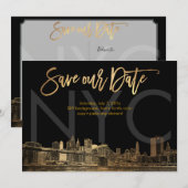 Faire-part PixDezines/Save Date/Faux Gold/NYC (Devant / Derrière)