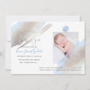 Faire-part PixDezines SIP+VOIR, MONOGRAM, PLATINUM+BLEU