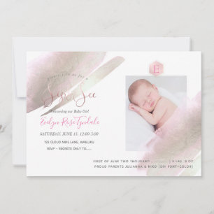 Faire-part PixDezines SIP+VOIR, MONOGRAM, PLATINUM+BLUSH