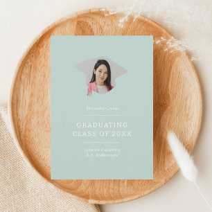 Faire-part Plafond de diplôme Mint Green 1 Photo Graduation