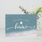 Faire-part Plage Calligraphie Tropicale Nouvelle Adresse Démé (Debout devant)