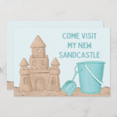 Faire-part Plage Mon nouveau Sandcastle Moving Nouvelle adres (Devant / Derrière)