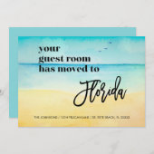 Faire-part Plage Scène Chambre d'hôtes Déplacée en Floride (Devant / Derrière)