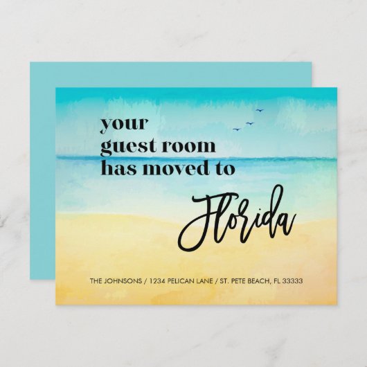 Faire-part Plage Scène Chambre d'hôtes Déplacée en Floride No (Devant / Derrière)
