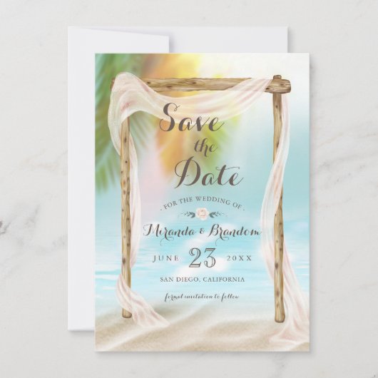 Faire-part Plage tropicale moderne Arbor Boho Mariage (Devant)