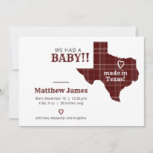 Faire-part Plaid Maroon Fabriqué Au Texas Photo Horizontale (Devant)