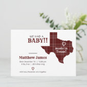 Faire-part Plaid Maroon Fabriqué Au Texas Photo Horizontale (Debout devant)