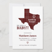 Faire-part Plaid Maroon Fabriqué Au Texas Photo Verticale (Devant)