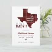 Faire-part Plaid Maroon Fabriqué Au Texas Photo Verticale (Debout devant)