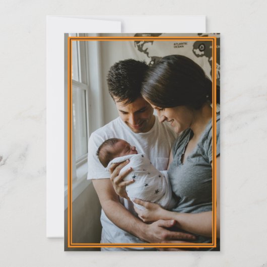 Faire-part Plaid Orange Fabriqué Au Texas Photo Verticale (Dos)