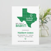 Faire-part Plaid Vert Fabriqué Au Texas Photo Verte (Debout devant)