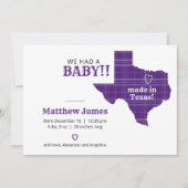 Faire-part Plaid Violet Fabriqué Au Texas Photo Horizontale (Devant)