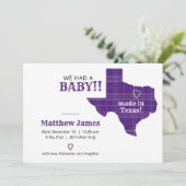 Faire-part Plaid Violet Fabriqué Au Texas Photo Horizontale (Debout devant)