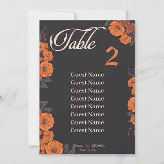 Faire-part Plan de table individuel pour Orange Flowers (Devant)