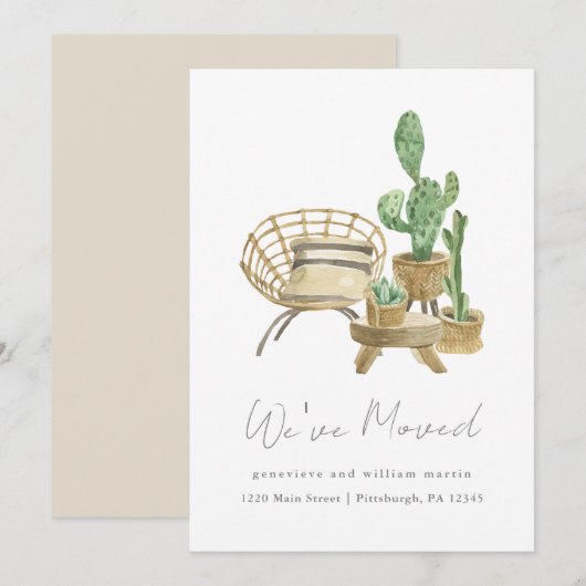 Faire-part Plantes douillets Nouvelle maison déménager (Devant / Derrière)