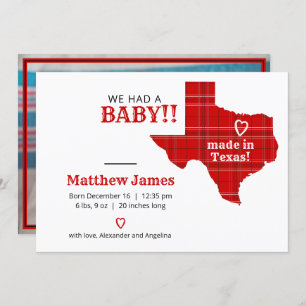 Faire-part Plaque Rouge Faite Au Texas Photo Horizontale