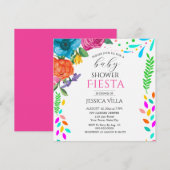Faire-part plat pour Baby Shower Fiesta Floral Par (Devant / Derrière)